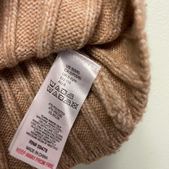 Max Studio Kids 5-6 Button-Front Knit Cardigan & Skirt in Camel-Tan Gold Trim - Picture 6 of 10